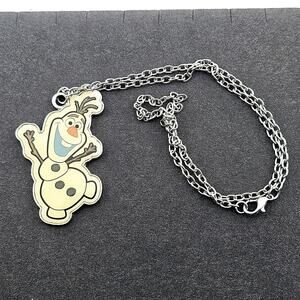 Disney Olaf Silver Tone Pendant Chain Necklace Large Dancing Snowman Frozen